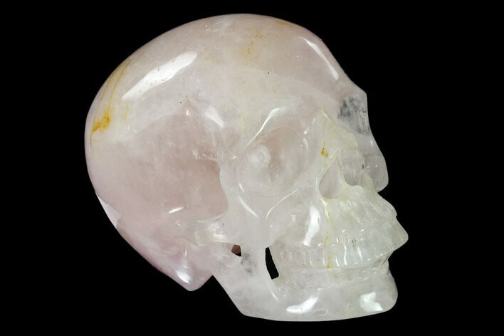 Realistic, Polished Brazilian Rose Quartz Crystal Skull #150872